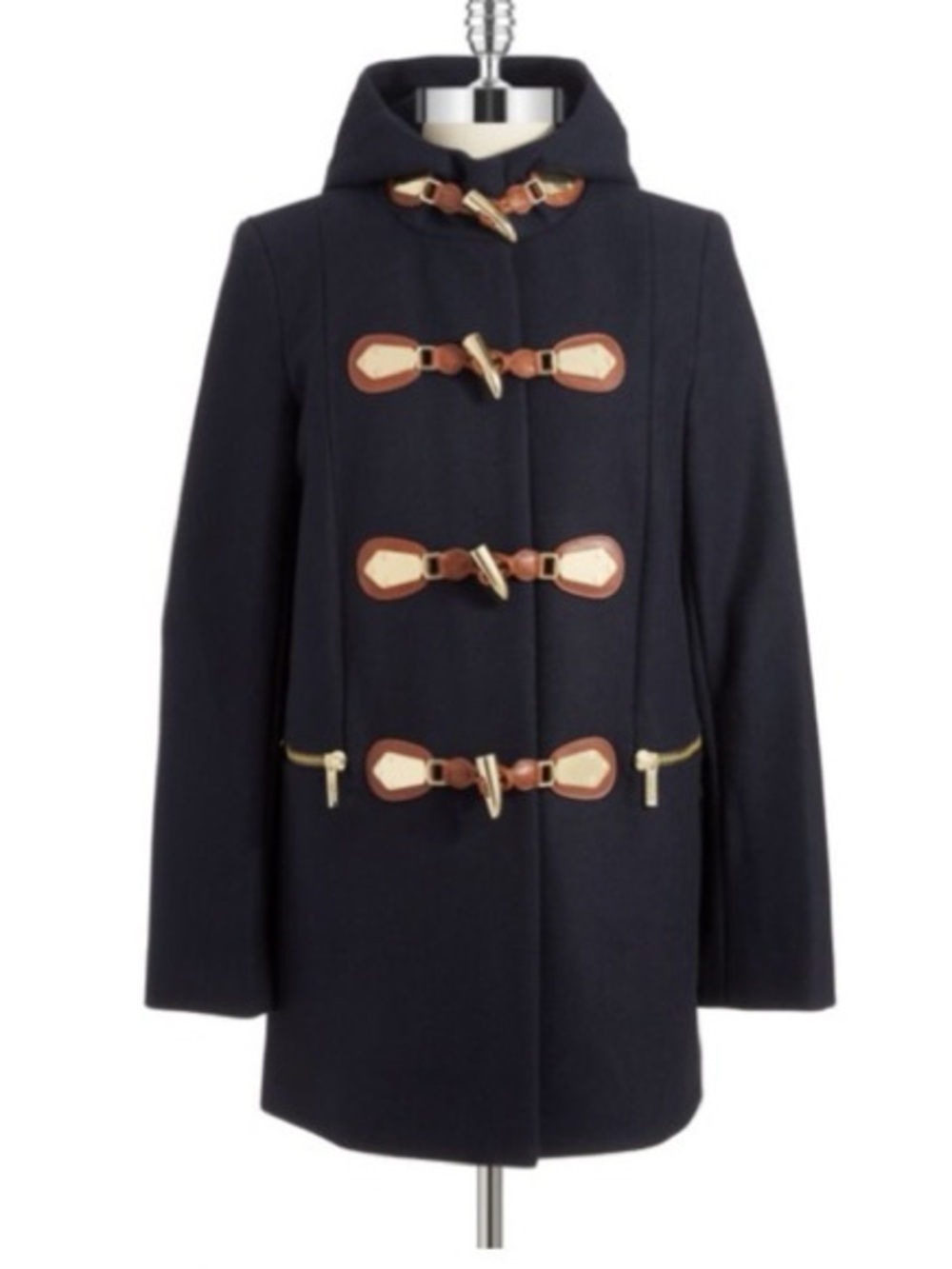 MICHAEL Michael Kors Toggle Duffle Hooded Coat in Navy